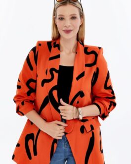 Abstract Print Blazer (Orange)