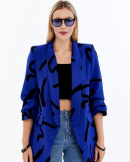 Abstract Print Blazer (Blue)
