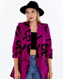 Abstract Print Blazer(Pink/Black)