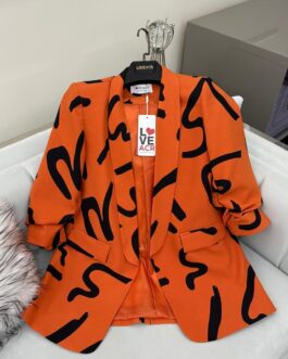 Abstract Print Blazer (Orange)