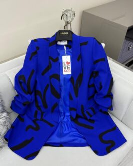 Abstract Print Blazer (Blue)